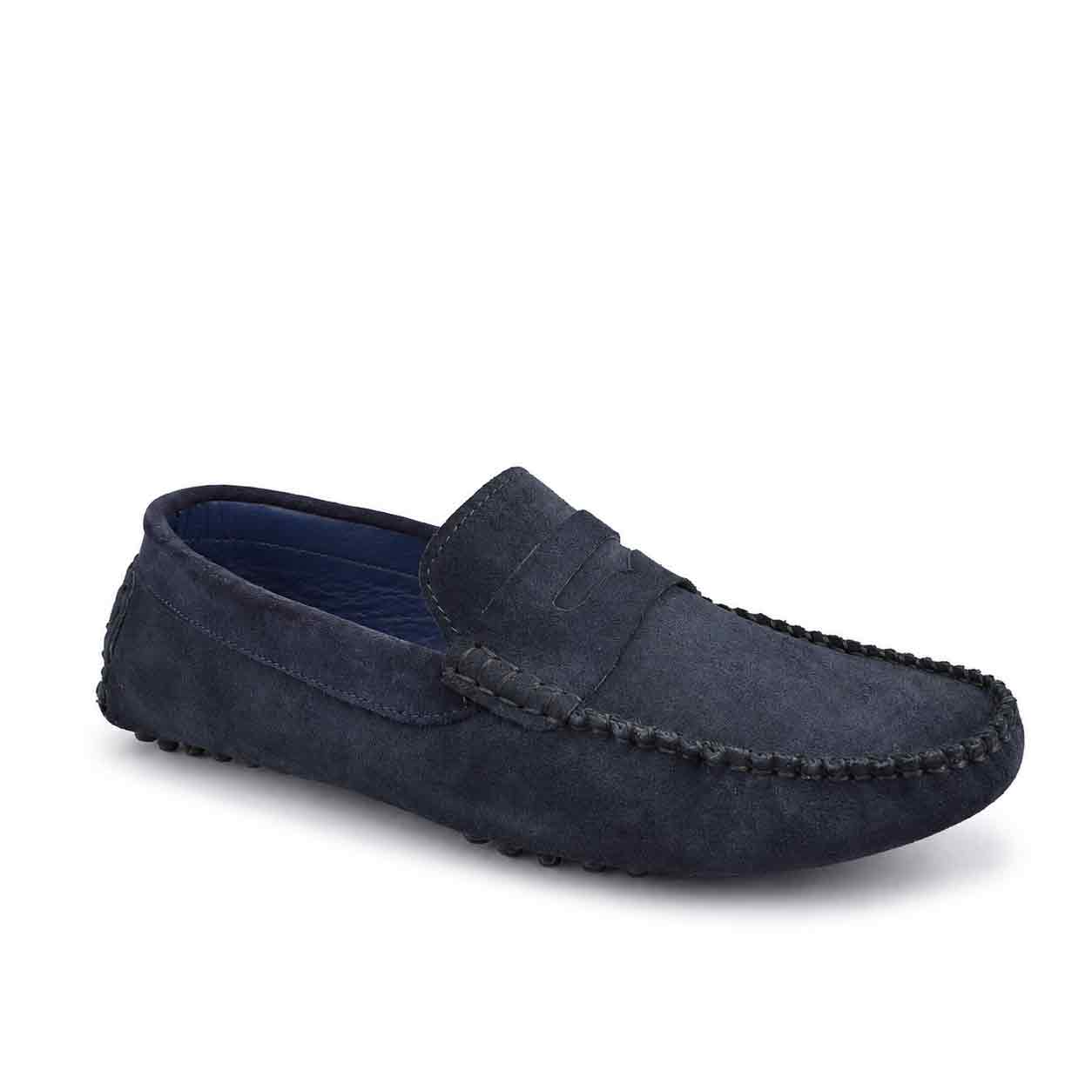 Moccasin pour homme confort 003-5 bleu daim   Mocassin homme Maroc